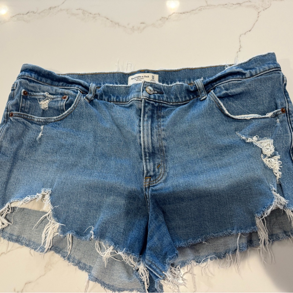 Abercrombie & Fitch Distressed Blue Denim Cutoff Shorts
